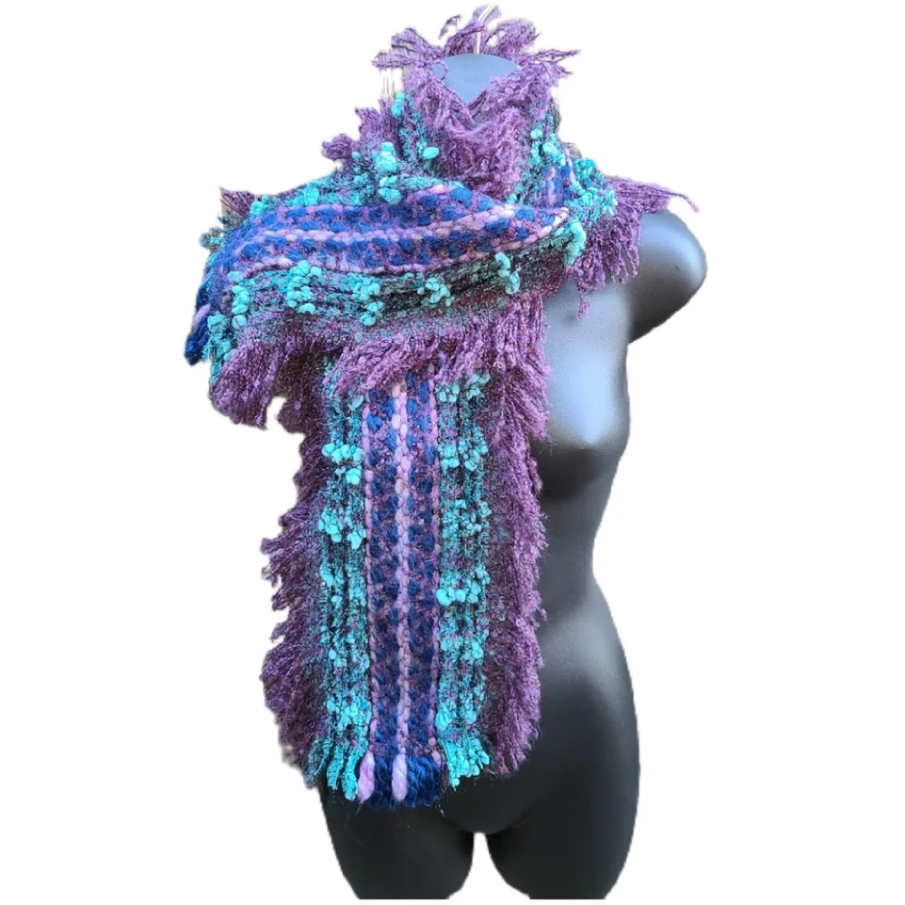 CORNILLON OBLONG WOOL BLEND FRINGED SCARF - Picture 4 of 6